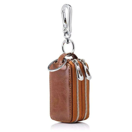Chic Earth Yellow Leather Key Organizer with Clear View Pocket and Dual Storage Compartments - Très Elite