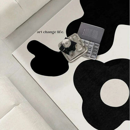 Chic Eco-Conscious Monochrome Abstract Area Rug with Superior Stability - Très Elite