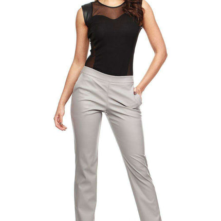 Chic Eco-Friendly Leather Straight Leg Trousers with Functional Side Pockets - Essential Women's Fashion 35782 Moe