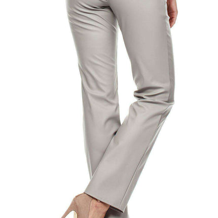 Chic Eco-Friendly Leather Straight Leg Trousers with Functional Side Pockets - Essential Women's Fashion 35782 Moe