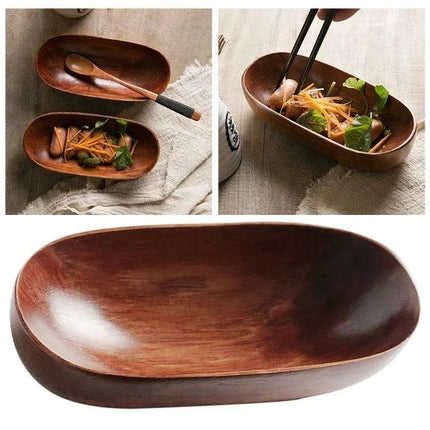Chic Eco-Friendly Wooden Oval Serving Tray for Fruits, Desserts, and Appetizers - Très Elite