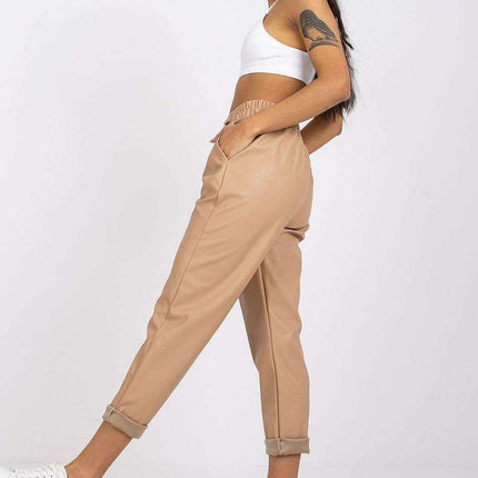 Chic Ecological Leather Trousers Chain Accent Italy Moda - Très Elite