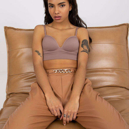 Chic Ecological Leather Trousers Chain Accent Italy Moda - Très Elite