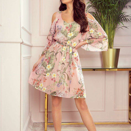 Chic Ecru Flared Sleeve Dress by Numoco - Très Elite