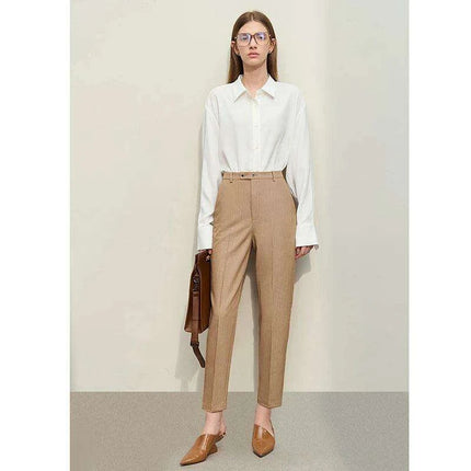 Chic Elastic Straight-Leg Pants for Women - Summer Office Essential