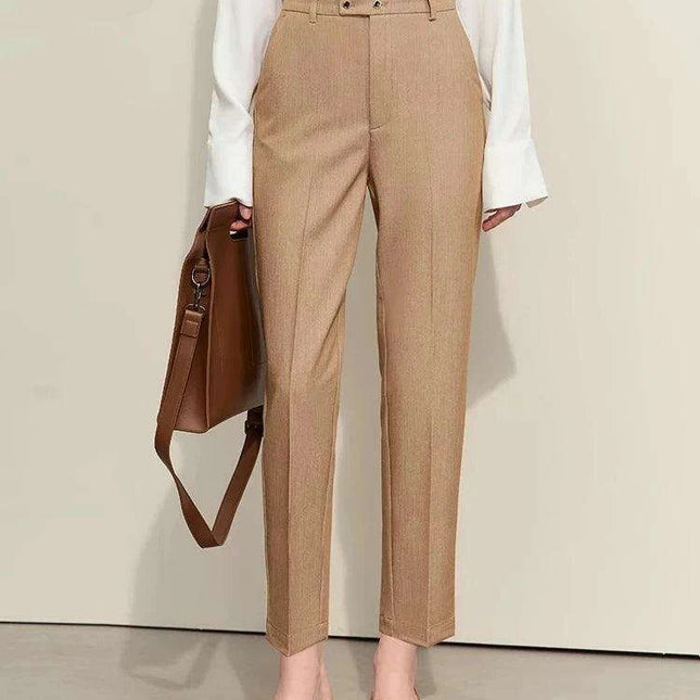 Chic Elastic Straight-Leg Pants for Women - Summer Office Essential