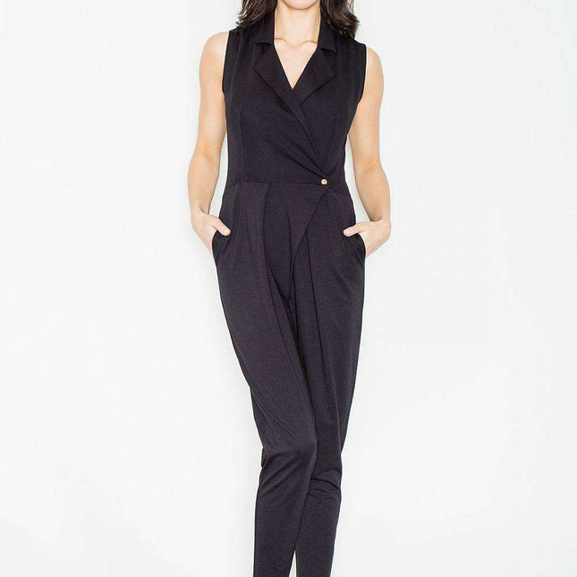 Chic Elegance: Tailored Viscose Jumpsuit with Practical Side Pockets