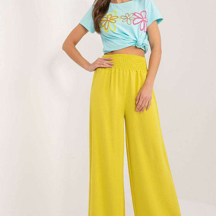 Chic Elegant Italy Moda Wide Leg Polyester Trousers