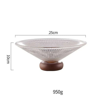 Chic Elevated Glass Fruit Display with Premium Rubber Wood Base for Stylish Dining Enhancements - Très Elite