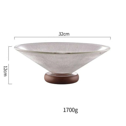 Chic Elevated Glass Fruit Display with Premium Rubber Wood Base for Stylish Dining Enhancements - Très Elite