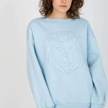 Chic Embroidered Cotton-Polyester Sweatshirt - Versatile One Size Fit