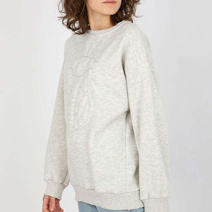 Chic Embroidered Cotton-Polyester Sweatshirt - Versatile One Size Fit - Très Elite