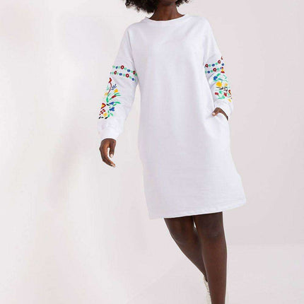 Chic Embroidered Sweat Dress for Everyday Elegance Comfort
