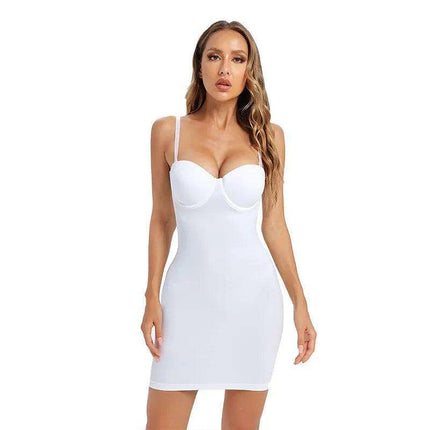 Chic Empire Waist Underwire Slip Dress in Black & Nude - Très Elite