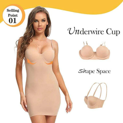 Chic Empire Waist Underwire Slip Dress in Black & Nude - Très Elite