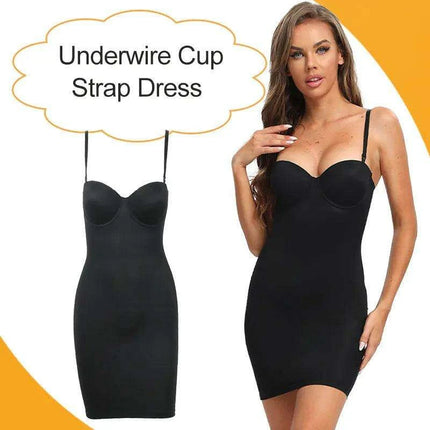 Chic Empire Waist Underwire Slip Dress in Black & Nude - Très Elite