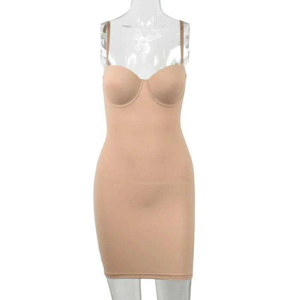 Chic Empire Waist Underwire Slip Dress in Black & Nude - Très Elite