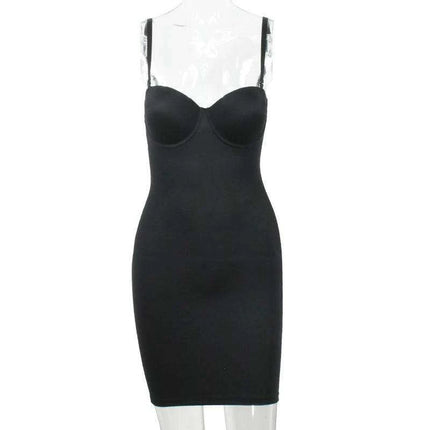 Chic Empire Waist Underwire Slip Dress in Black & Nude - Très Elite
