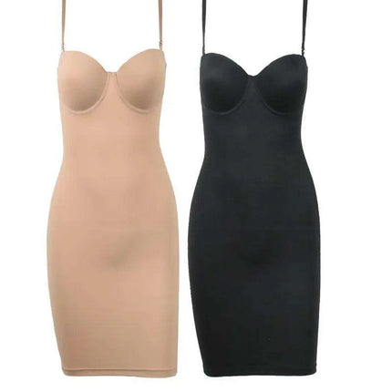 Chic Empire Waist Underwire Slip Dress in Black & Nude - Très Elite