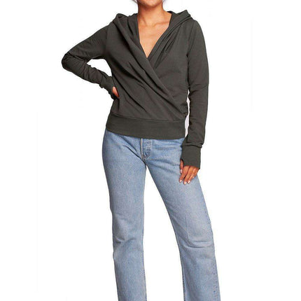 Chic Envelope Design Hooded Sweatshirt with Trendy Thumb Cutouts - Très Elite