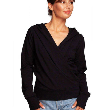 Chic Envelope Design Hooded Sweatshirt with Trendy Thumb Cutouts - Très Elite