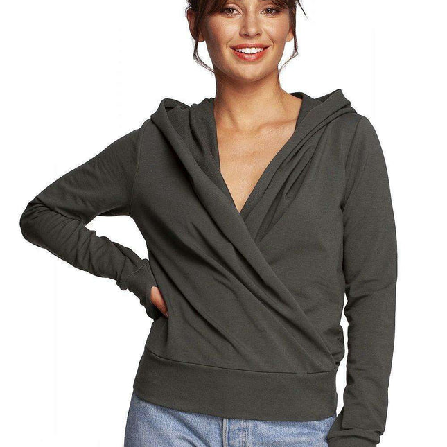 Chic Envelope Design Hooded Sweatshirt with Trendy Thumb Cutouts