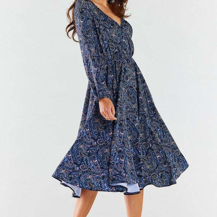 Chic Envelope Neck Midi Dress with Stylish Flared Hem - Très Elite