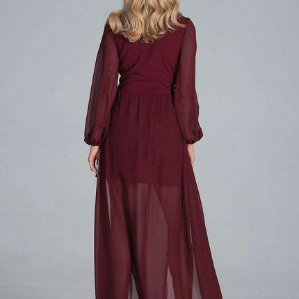 Chic Envelope Neckline Chiffon Evening Gown with Flowing Sleeves - Très Elite