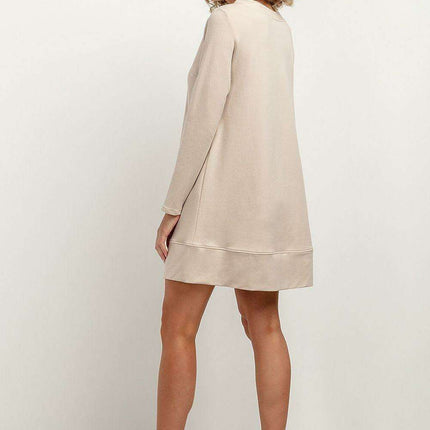 Chic Fall Knit Dress with Elegant Stand-Up Collar - Très Elite