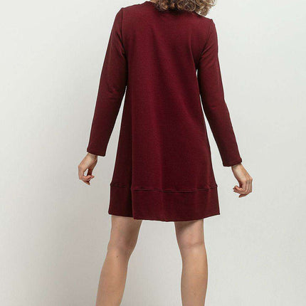 Chic Fall Knit Dress with Elegant Stand-Up Collar - Très Elite