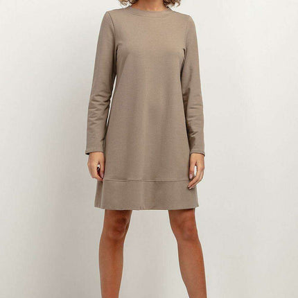 Chic Fall Knit Dress with Elegant Stand-Up Collar - Très Elite