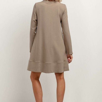 Chic Fall Knit Dress with Elegant Stand-Up Collar - Très Elite