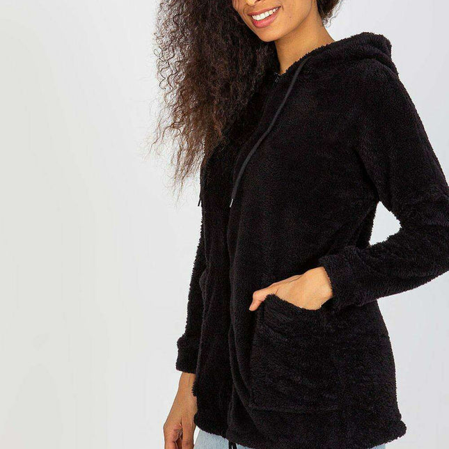 Chic Faux Fur Lined Hooded Zip Sweatshirt For Women