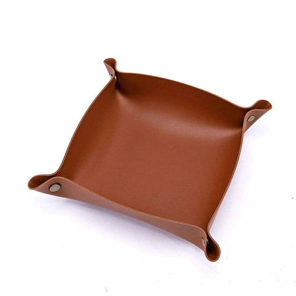 Chic Faux Leather Folding Valet Tray - Elegant Organizer for Home and Office - Très Elite