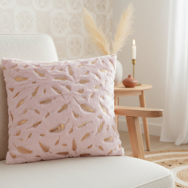 Elegant Feather Print Cushion Cover for Home and Office Elegance
