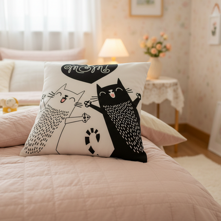 Chic Feline Fantasy Nursery Pillow Cover 45x45cm - Très Elite