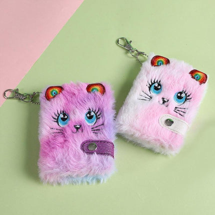 Chic Feline Luxury Duo - Plush Journal & Elegant Keychain Set - Très Elite