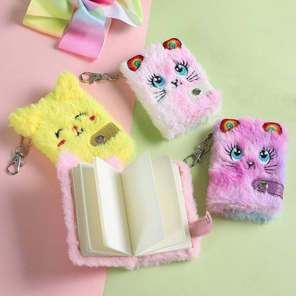 Chic Feline Luxury Duo - Plush Journal & Elegant Keychain Set - Très Elite
