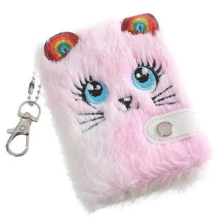Chic Feline Luxury Duo - Plush Journal & Elegant Keychain Set..