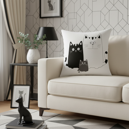 Chic Feline-Themed Nursery Pillow Cover - Luxurious 45x45cm Home Accent - Très Elite