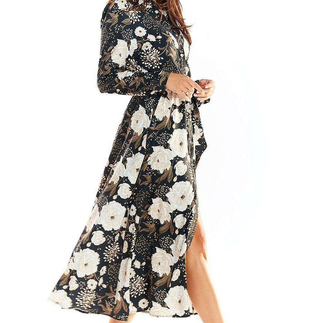 Chic Flared Maxi Dress with Adjustable Belt