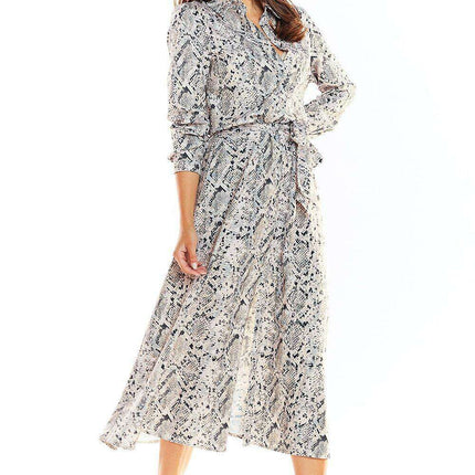 Chic Flared Maxi Dress with Adjustable Belt - Très Elite