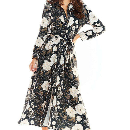 Chic Flared Maxi Dress with Adjustable Belt - Très Elite