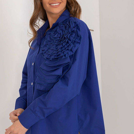 Chic Floral Adorned Long Sleeve Cotton Top - Très Elite