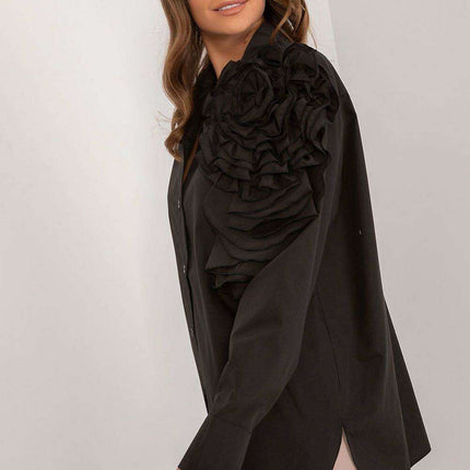 Chic Floral Adorned Long Sleeve Cotton Top - Très Elite