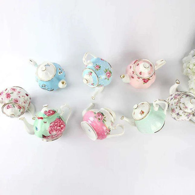 Chic Floral Bone China Teapot - Ideal for Elegant Tea and Coffee Service