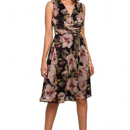 Chic Floral Chiffon Cocktail Gown - Très Elite