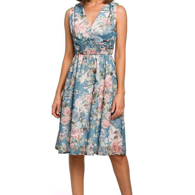 Chic Floral Chiffon Cocktail Gown