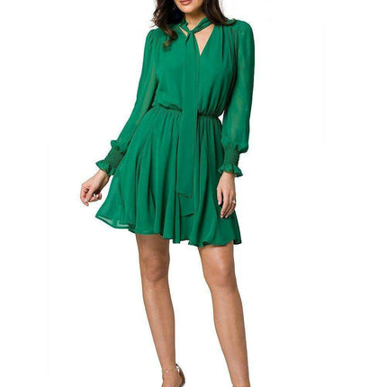 Chic Floral Chiffon Mini Dress with Frill Sleeves and Tie Waist - Très Elite