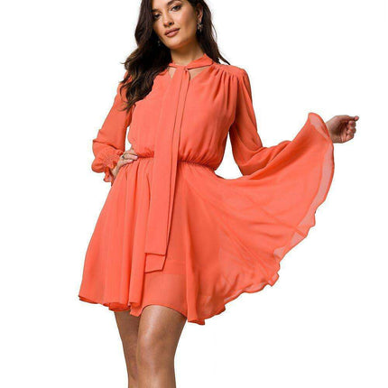 Chic Floral Chiffon Mini Dress with Frill Sleeves and Tie Waist - Très Elite